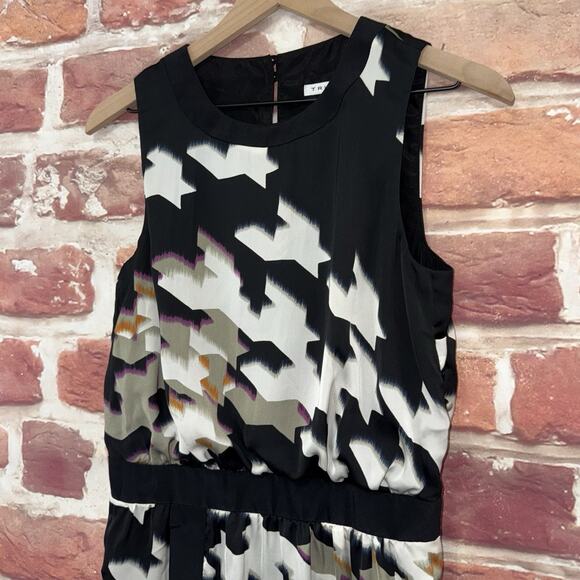 Trina Turk Dress Women's 4 Black Multicolor Abstract Casual Career Work Zip Up - Picture 3 of 8